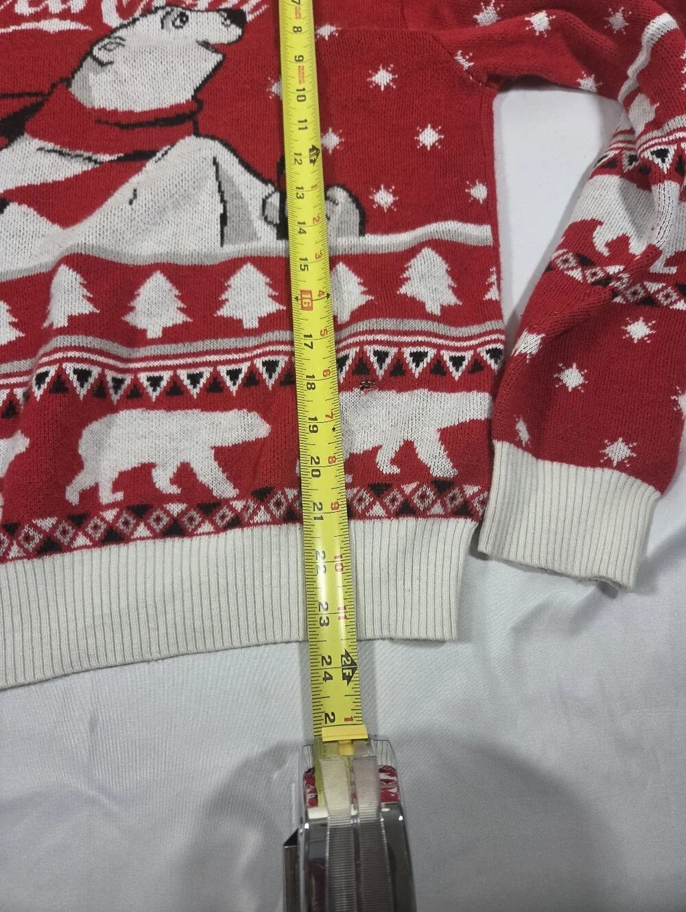 Coca Cola Polar Bear Ugly/Cute Red Fair Isle Holiday Crewneck Sweater M